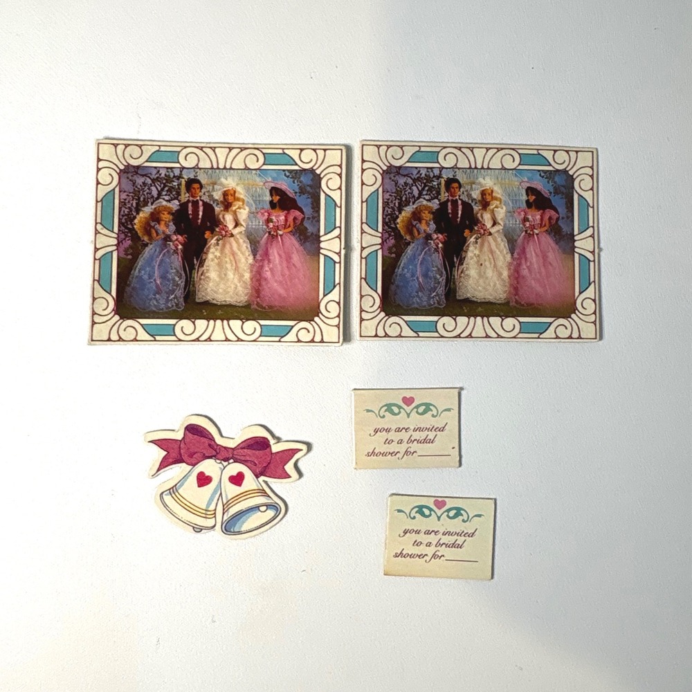 Vintage Barbie Bridal Shower Decorations Invitations Picture Bells Ephemera Set